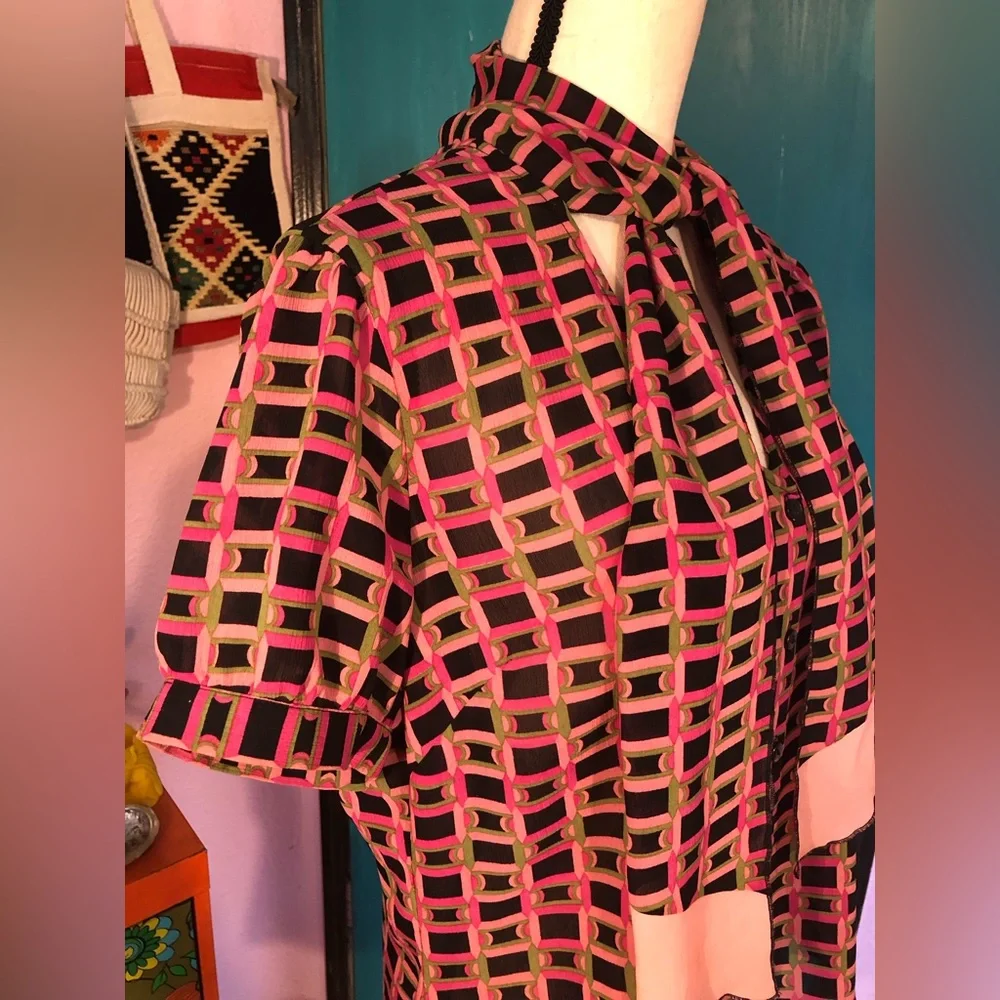 Vintage Art Deco Lavalliere Blouse Size L 🖤 - Picture 10 of 16